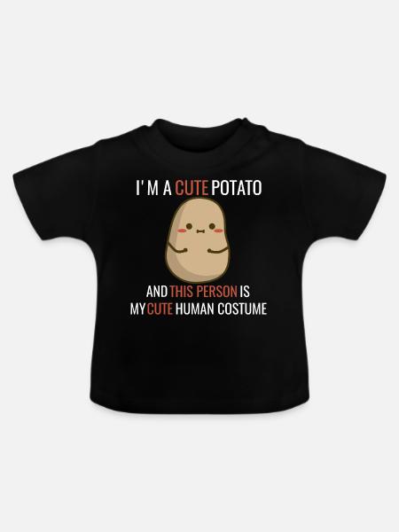 I'm a cute Potato - Baby Bio-T-Shirt mit Rundhals - Schwarz
