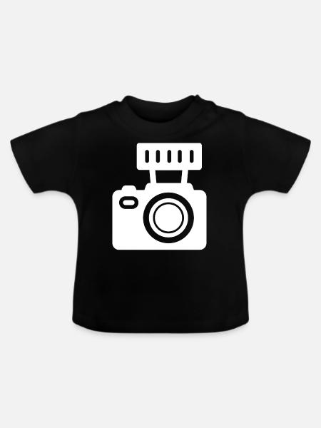 Fotoapparat - Baby Bio-T-Shirt mit Rundhals - Schwarz
