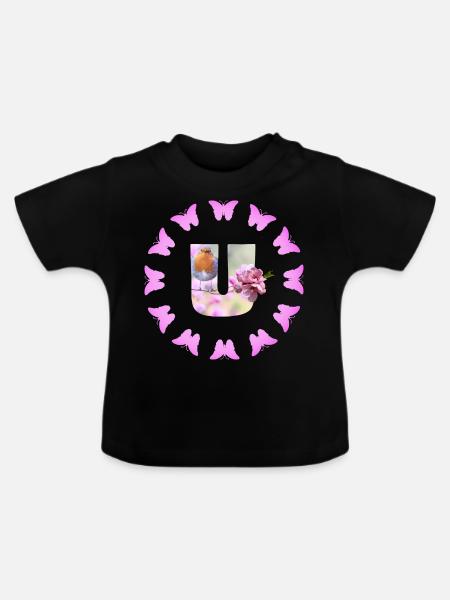 obstblüte u - Baby Bio-T-Shirt mit Rundhals - Schwarz