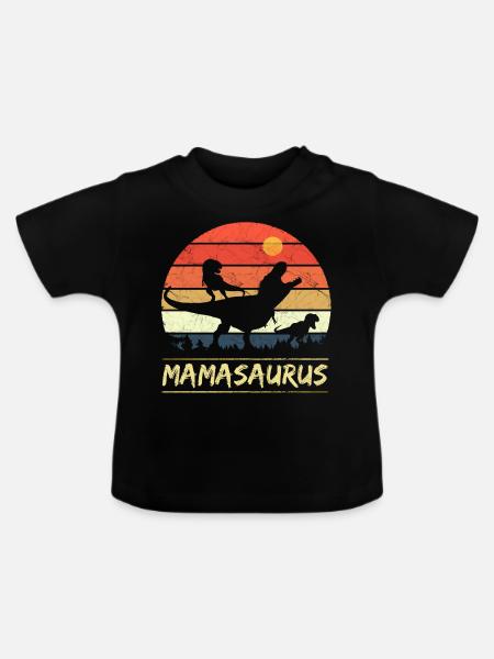 Mamasaurus - Retro - Baby Bio-T-Shirt mit Rundhals - Schwarz