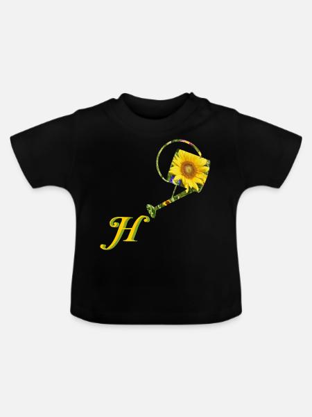giesskanne h - Baby Bio-T-Shirt mit Rundhals - Schwarz
