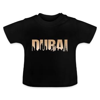 Dubai Typografie Skyline Stadt Metropole Urlaub - Baby Bio-T-Shirt mit Rundhals - Schwarz - Vorne