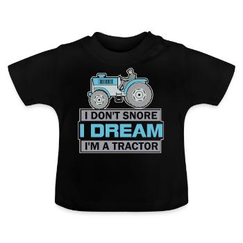Snoring tractor - Baby Organic T-Shirt with Round Neck - black - Front