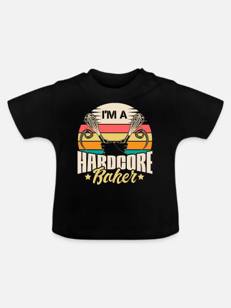 Backen Mehl Liebe Geschenkidee - Baby Bio-T-Shirt mit Rundhals - Schwarz