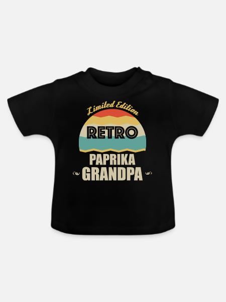 Retro Paprika Opa - Baby Bio-T-Shirt mit Rundhals - Schwarz