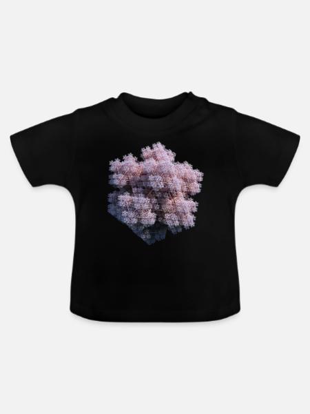 Weiße Fraktale - Baby Bio-T-Shirt mit Rundhals - Schwarz