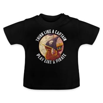 Pirate Ship Treasure Hunt Eye Patch Ship - Baby Organic T-Shirt with Round Neck - black - Front