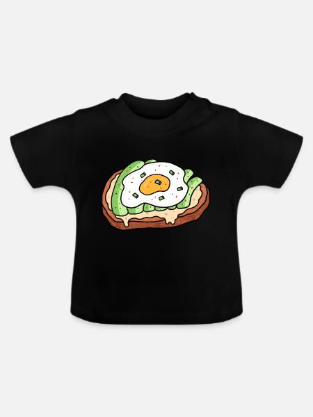 Avocado Spiegelei Brot Brotzeit - Baby Bio-T-Shirt mit Rundhals - Schwarz