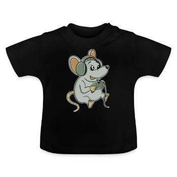 Gamer Maus - Baby Bio-T-Shirt mit Rundhals - Schwarz - Vorne