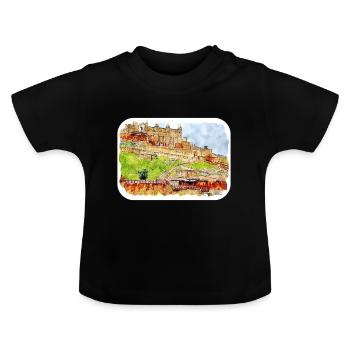 Jaipur Inde Aquarelle Esquisse Peinture Dessinée - T-shirt bio col rond Bébé - noir - Devant