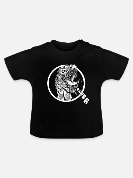 Dinosaurier T-Rex Rawr - Baby Bio-T-Shirt mit Rundhals - Schwarz