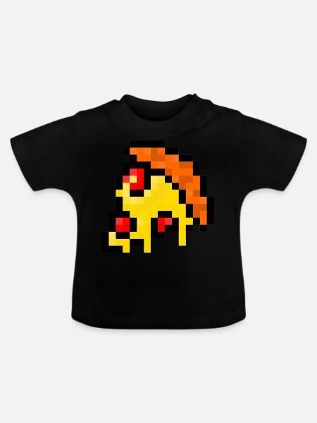 Pixel Pizza - Baby Bio-T-Shirt mit Rundhals - Schwarz