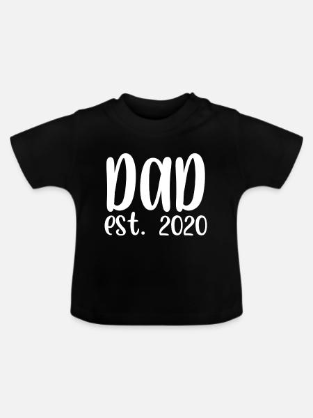 Dad est 2020 - Baby Bio-T-Shirt mit Rundhals - Schwarz