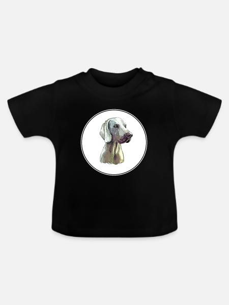 Weimaraner Hund Aquarell Illustration - Baby Bio-T-Shirt mit Rundhals - Schwarz