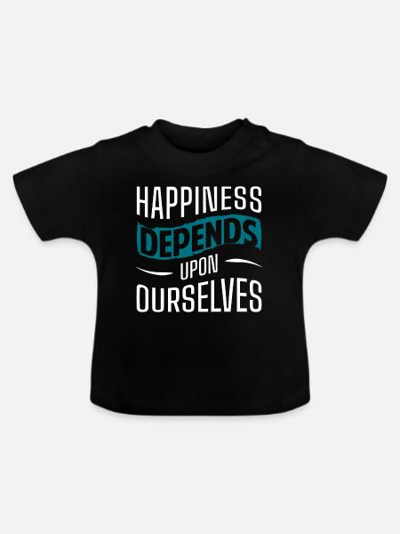 Kleeblatt Freude Liebe Optimismus - Baby Bio-T-Shirt mit Rundhals - Schwarz