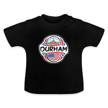 Durham USA Drapeau des États-Unis Souvenir de voyage Badg - T-shirt bio col rond Bébé - noir - Devant