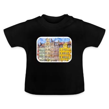 Polen Landmark Aquarell Skizze Farbe Zeichnung - Baby Bio-T-Shirt mit Rundhals - Schwarz - Vorne