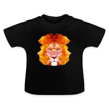 Beautiful lion polygon design - Baby Organic T-Shirt with Round Neck - black - Front
