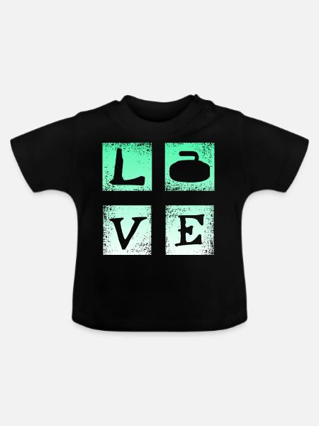 Liebe Curling - Baby Bio-T-Shirt mit Rundhals - Schwarz