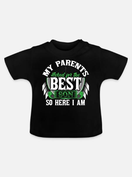 Bester Sohn Mutter Geschenk - Baby Bio-T-Shirt mit Rundhals - Schwarz