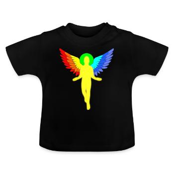 Homme-Ange - T-shirt bio col rond Bébé - noir - Devant
