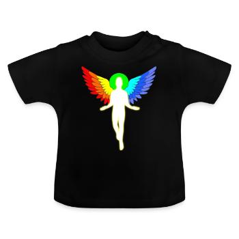 Homme-Ange (blanc) - T-shirt bio col rond Bébé - noir - Devant