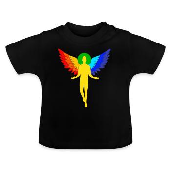 Homme-Ange (mate) - T-shirt bio col rond Bébé - noir - Devant