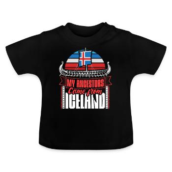 IJsland Staat - Baby biologisch T-shirt met ronde hals - zwart - Voor