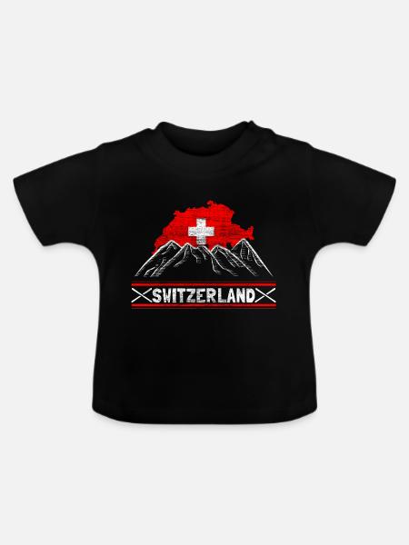 Schweiz Schweizerisch Fahne Geschenk - Baby Bio-T-Shirt mit Rundhals - Schwarz