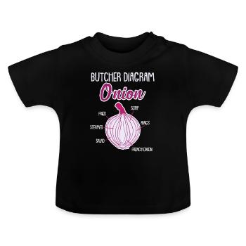 Onion Anatomy Veggies - Baby Organic T-Shirt with Round Neck - black - Front