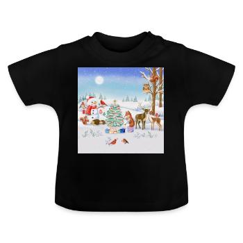 Christmas-Winter Fairy Tale - Baby Organic T-Shirt with Round Neck - black - Front