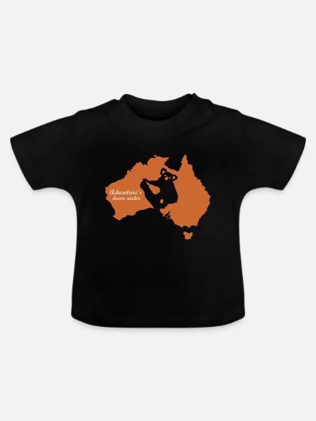 Adventures down under - Baby Bio-T-Shirt mit Rundhals - Schwarz