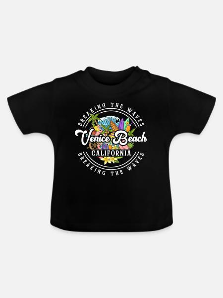 Urlaub Wellen Surfen Sandstrand - Baby Bio-T-Shirt mit Rundhals - Schwarz