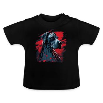 Great Dane - Baby Organic T-Shirt with Round Neck - black - Front
