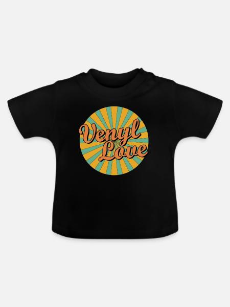 venyl love - Baby Bio-T-Shirt mit Rundhals - Schwarz