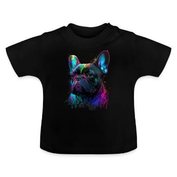 Français Bulldog - T-shirt bio col rond Bébé - noir - Devant