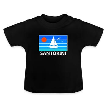 Santorini Griechenland Insel - Baby Bio-T-Shirt mit Rundhals - Schwarz - Vorne