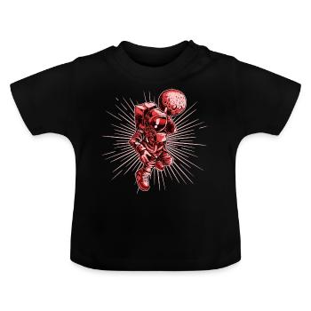 Basketball Astronaut Rot - Baby Bio-T-Shirt mit Rundhals - Schwarz - Vorne