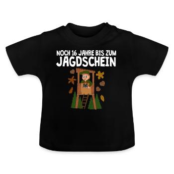 Noch 16 Jahre bis Jagdschein - Baby Bio-T-Shirt mit Rundhals - Schwarz - Vorne
