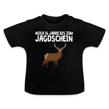 Nachwuchs Jagdschein Hirsch Jagd - Baby Bio-T-Shirt mit Rundhals - Schwarz - Vorne