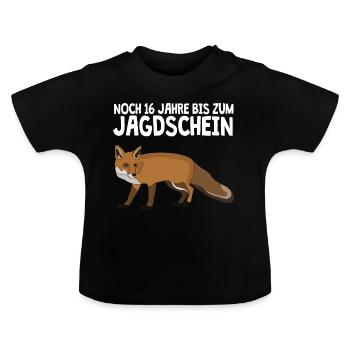 Baby Kinder Jagdschein - Lustiges Geschenk Geburt - Baby Bio-T-Shirt mit Rundhals - Schwarz - Vorne