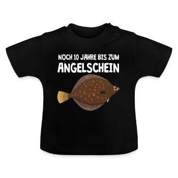 Angelschein Baby Kind - Fisch Bild - Baby Bio-T-Shirt mit Rundhals - Schwarz - Vorne