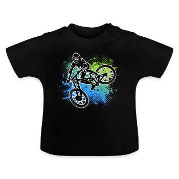Mountain Bike Cyclist Bike Mountain Bike - Baby Organic T-Shirt with Round Neck - black - Front