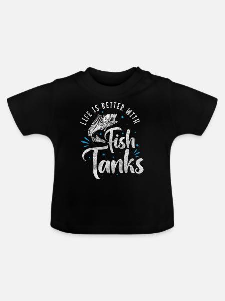 Aquarist Hobby Fisch Fischfutter - Baby Bio-T-Shirt mit Rundhals - Schwarz