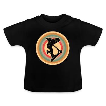 Tretroller Tricks Vintage Jungen Stunt Scooter - Baby Bio-T-Shirt mit Rundhals - Schwarz - Vorne