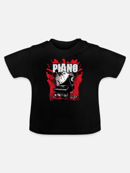 Piano - Baby Bio-T-Shirt mit Rundhals - Schwarz