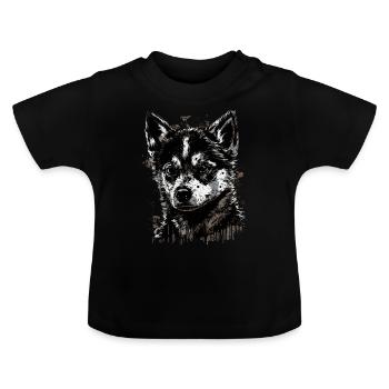 Husky puppy - Baby Organic T-Shirt with Round Neck - black - Front