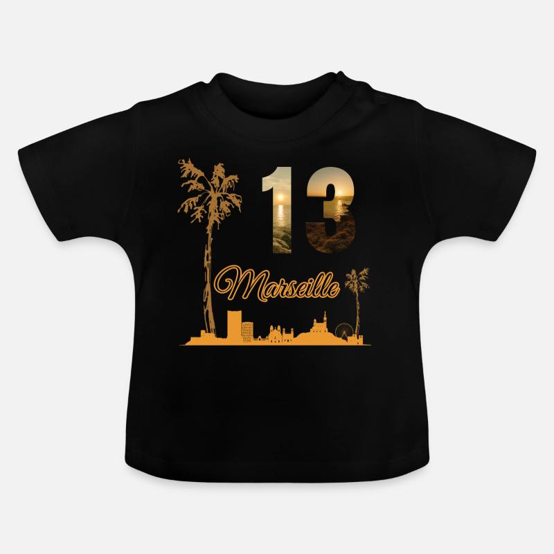 Marseille 13 - T-shirt bio col rond Bébé - noir