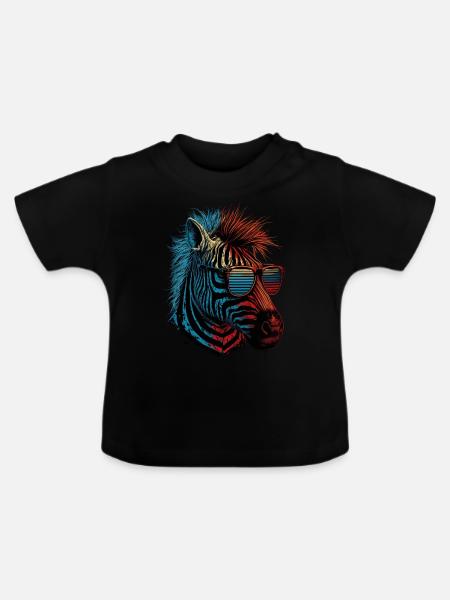 Cooles Zebra - Baby Bio-T-Shirt mit Rundhals - Schwarz