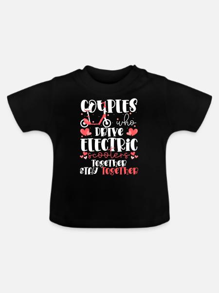Rollerfahrer Strom Batterie - Baby Bio-T-Shirt mit Rundhals - Schwarz